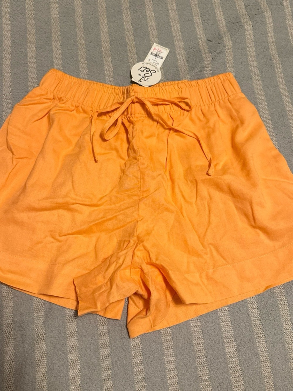 Francesca's Collections Orange High-Waist Linen Drawstring Shorts